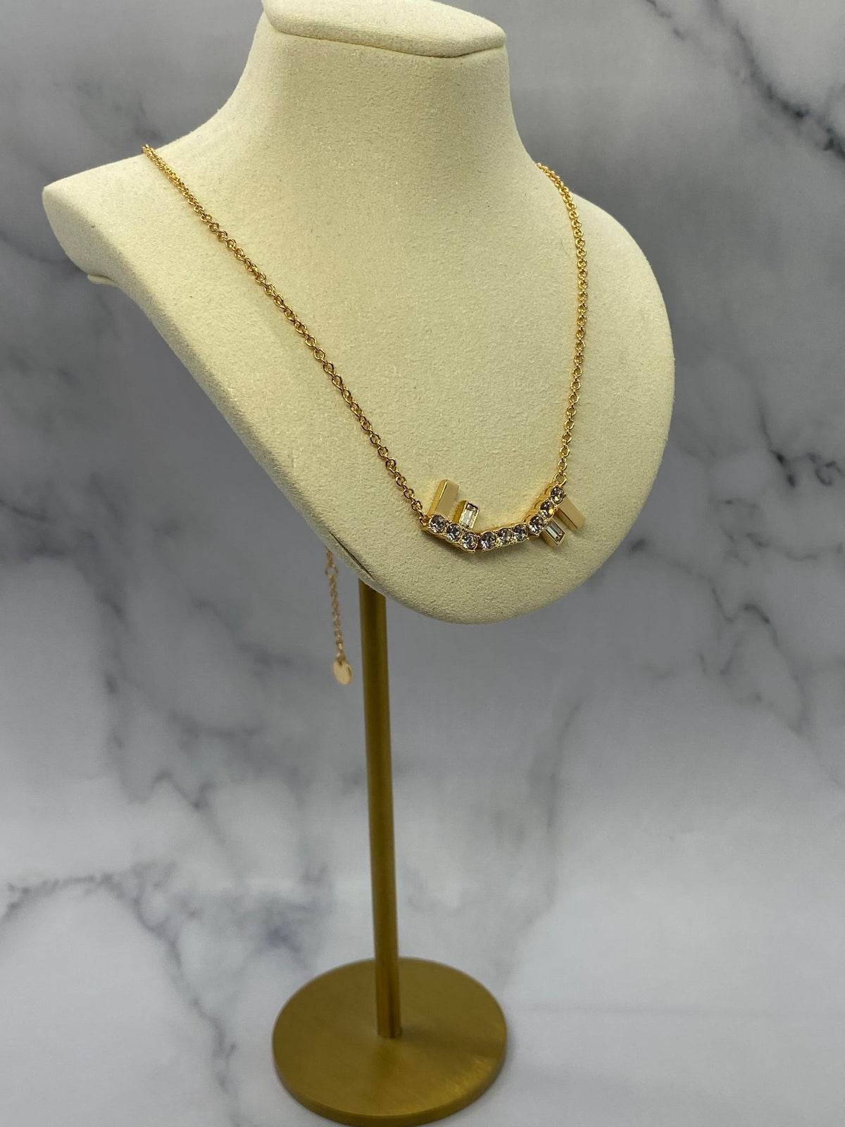 FENDI F Gold Tone Rhinestone Necklace - Pre owned