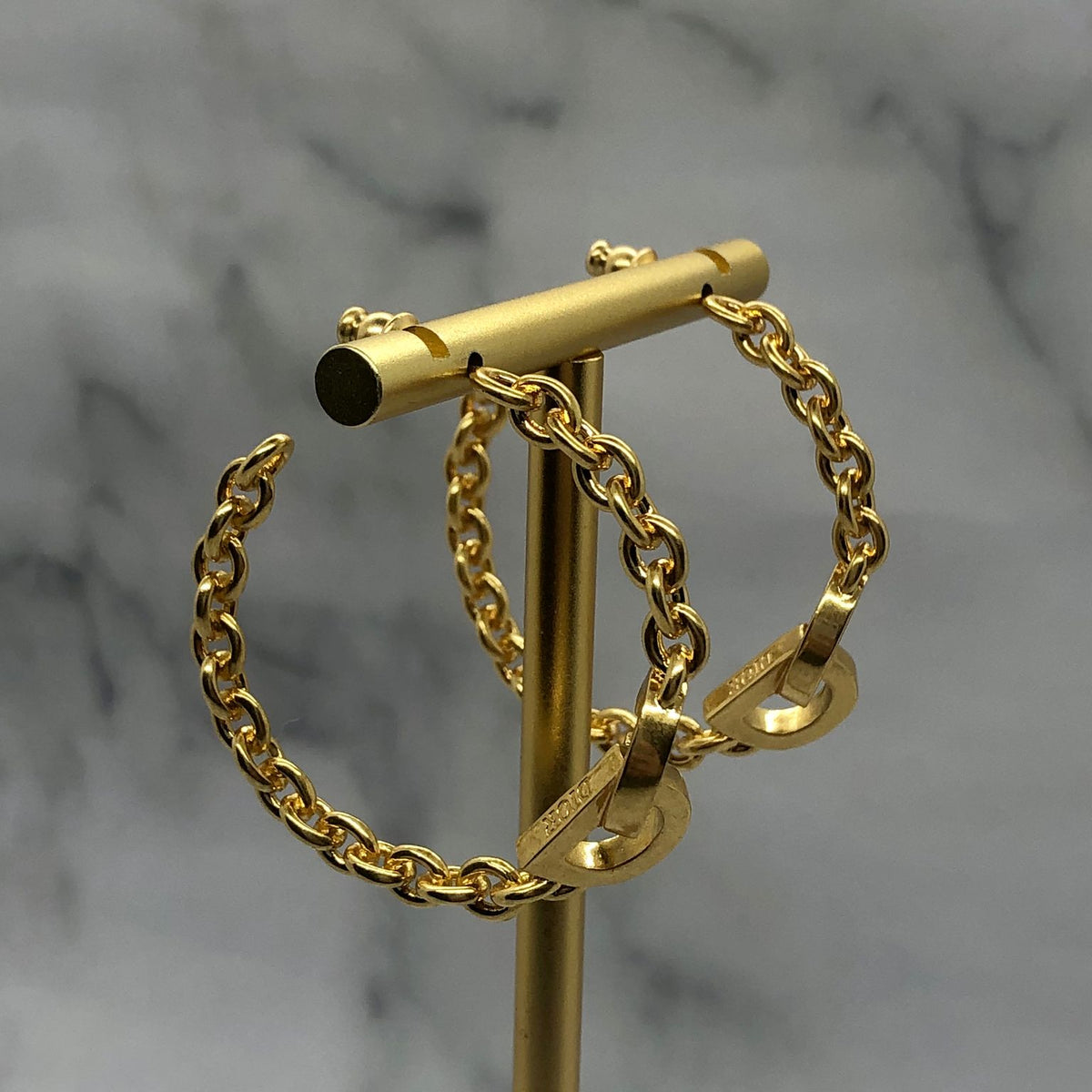 CHRISTIAN DIOR CD Gold Chain Hoop Earrings - Pre owned