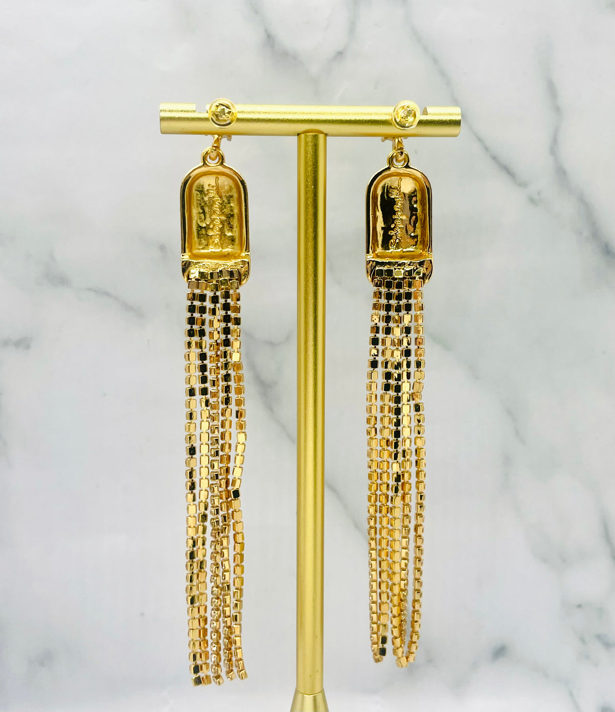 SCHIAPARELLI Vintage Rhinestone Fringe Earrings - Pre owned