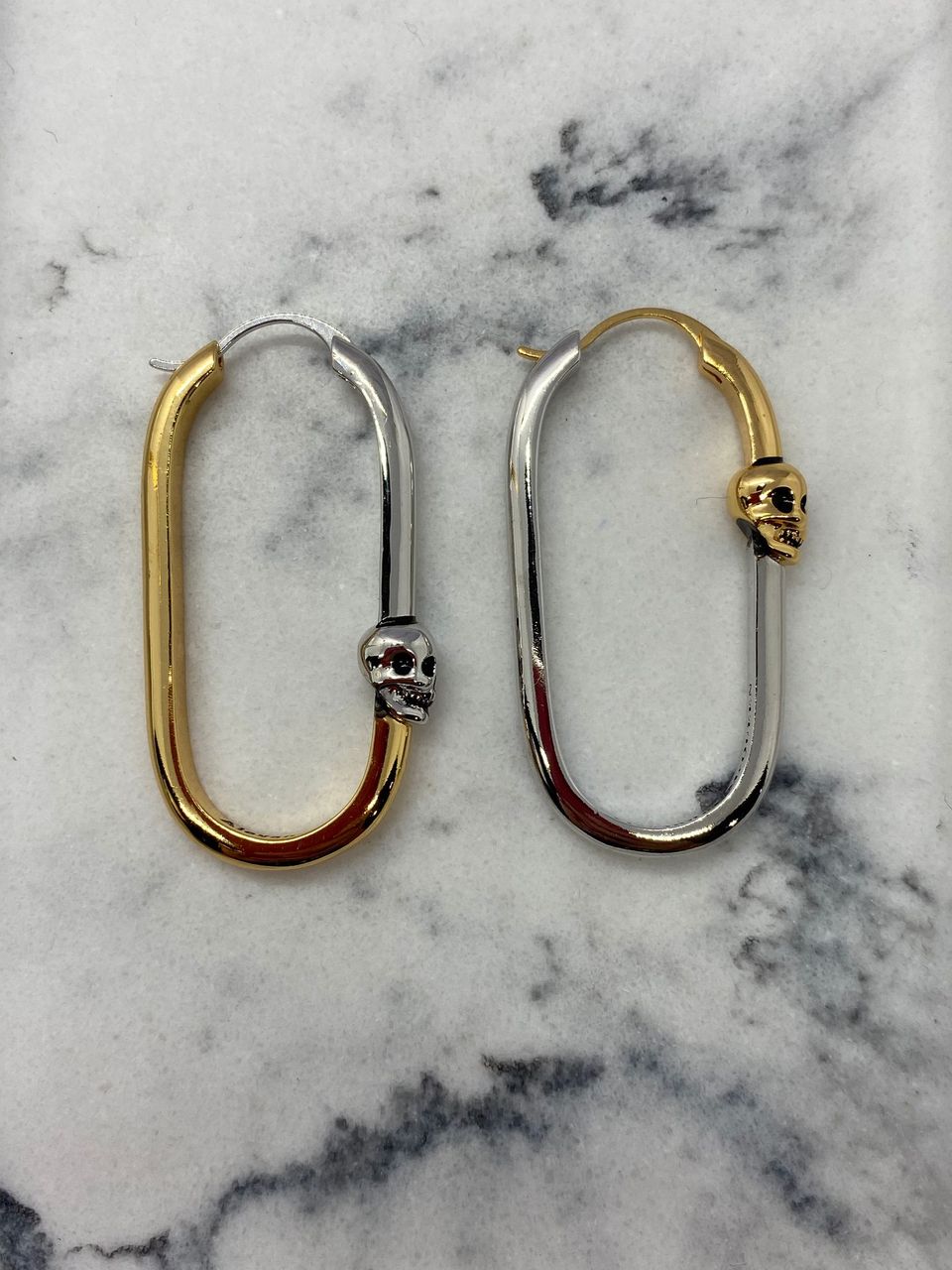 ALEXANDER McQUEEN Gold & Silver Skull Hoop Earrings - Pre owned