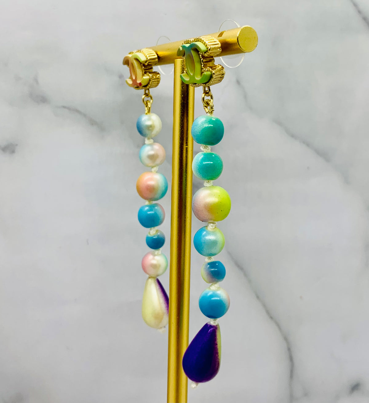 CHANEL CC Rainbow Pendant Earrings - USED