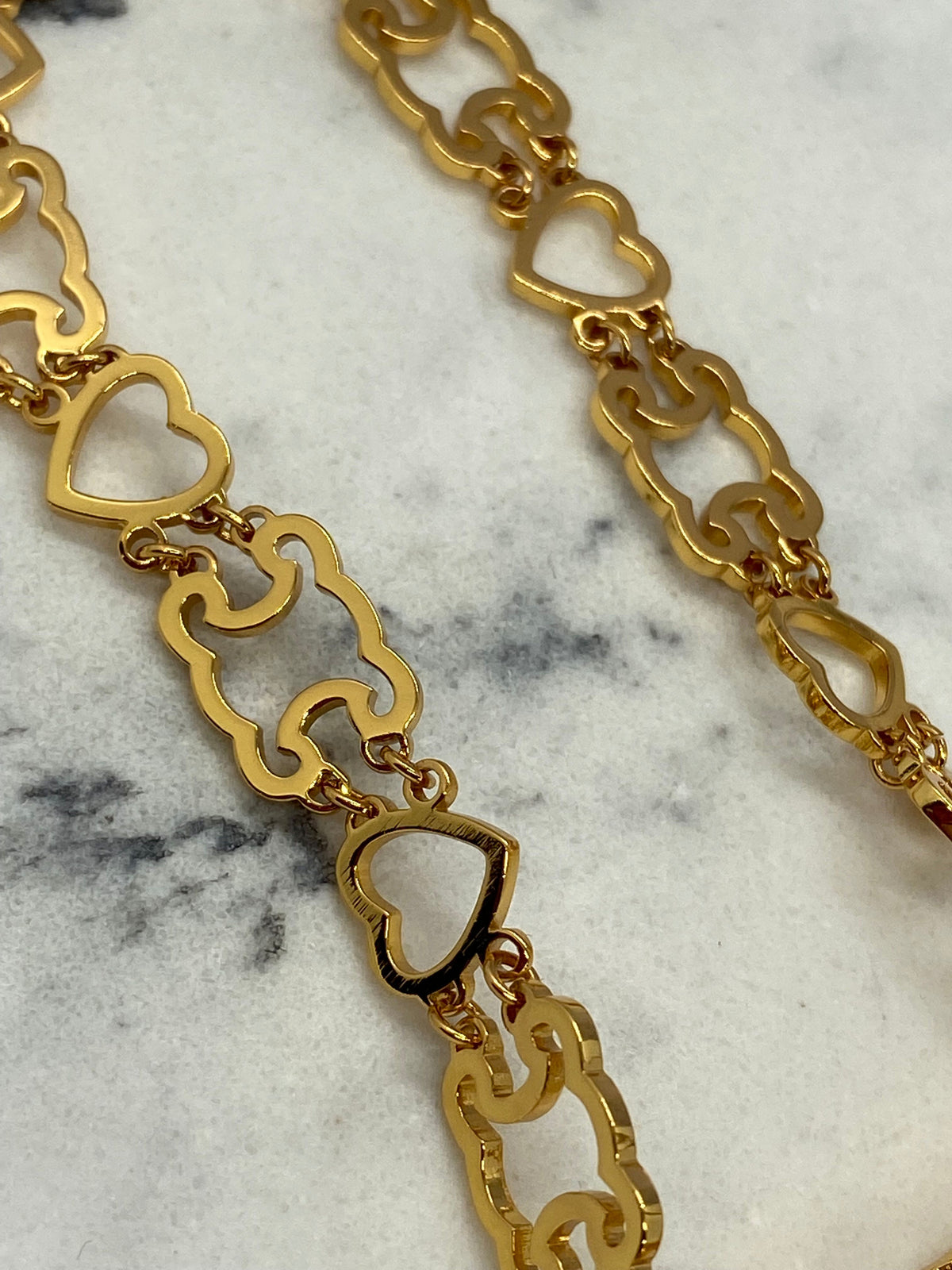 CELINE Gold Tone Hollow Heart Necklace - Pre owned