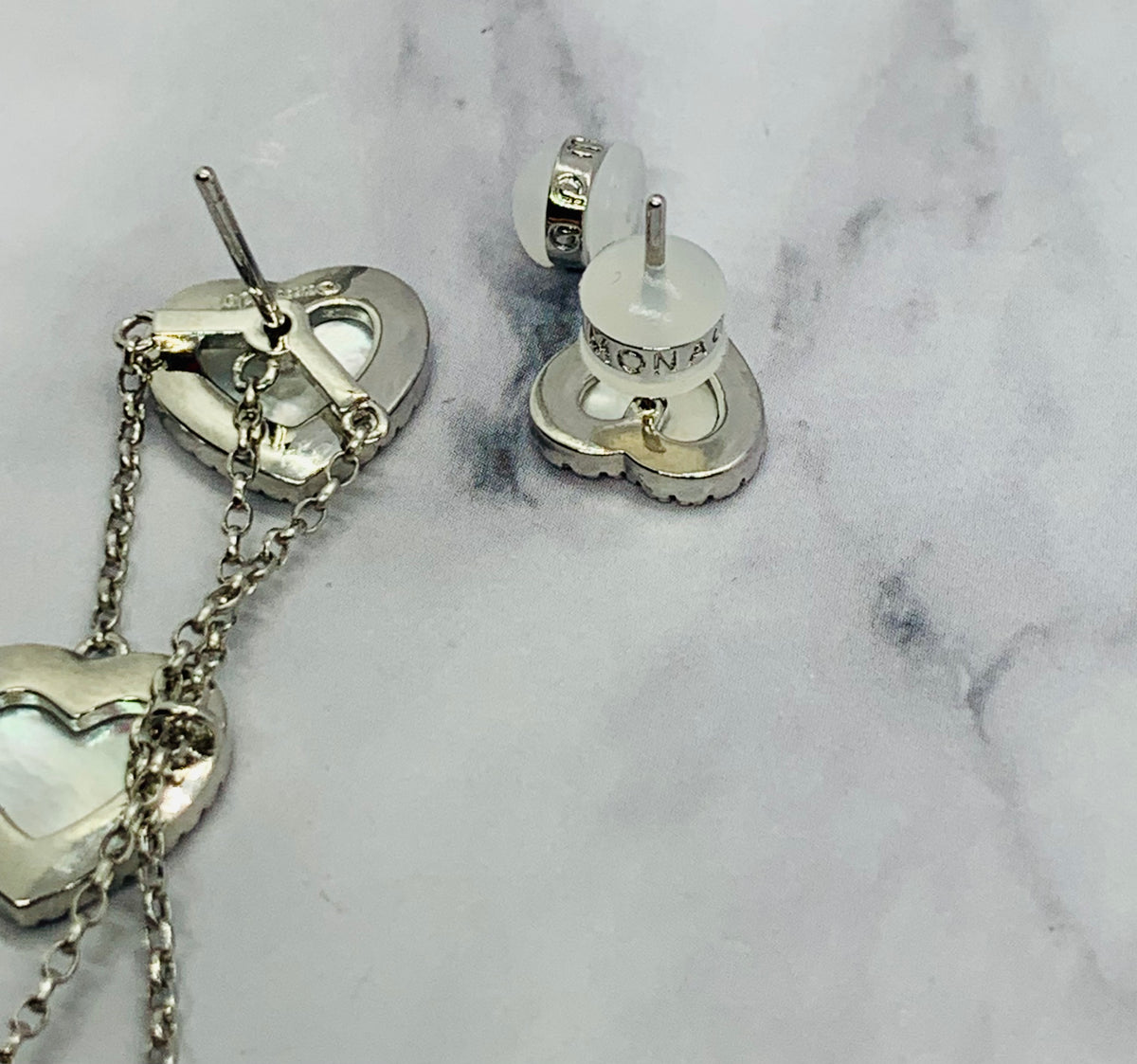 APM MONACO Mother of Pearl Heart Earrings - Pre owned