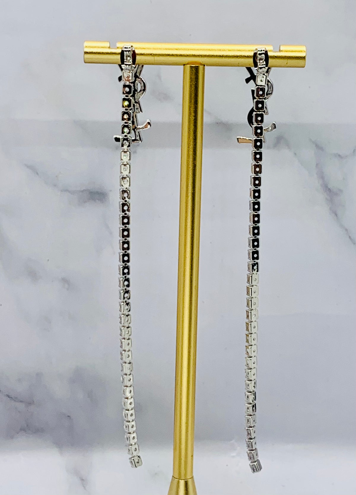 YSL YVES SAINT LAURENT Rhinestone Pendant Earrings - Pre owned