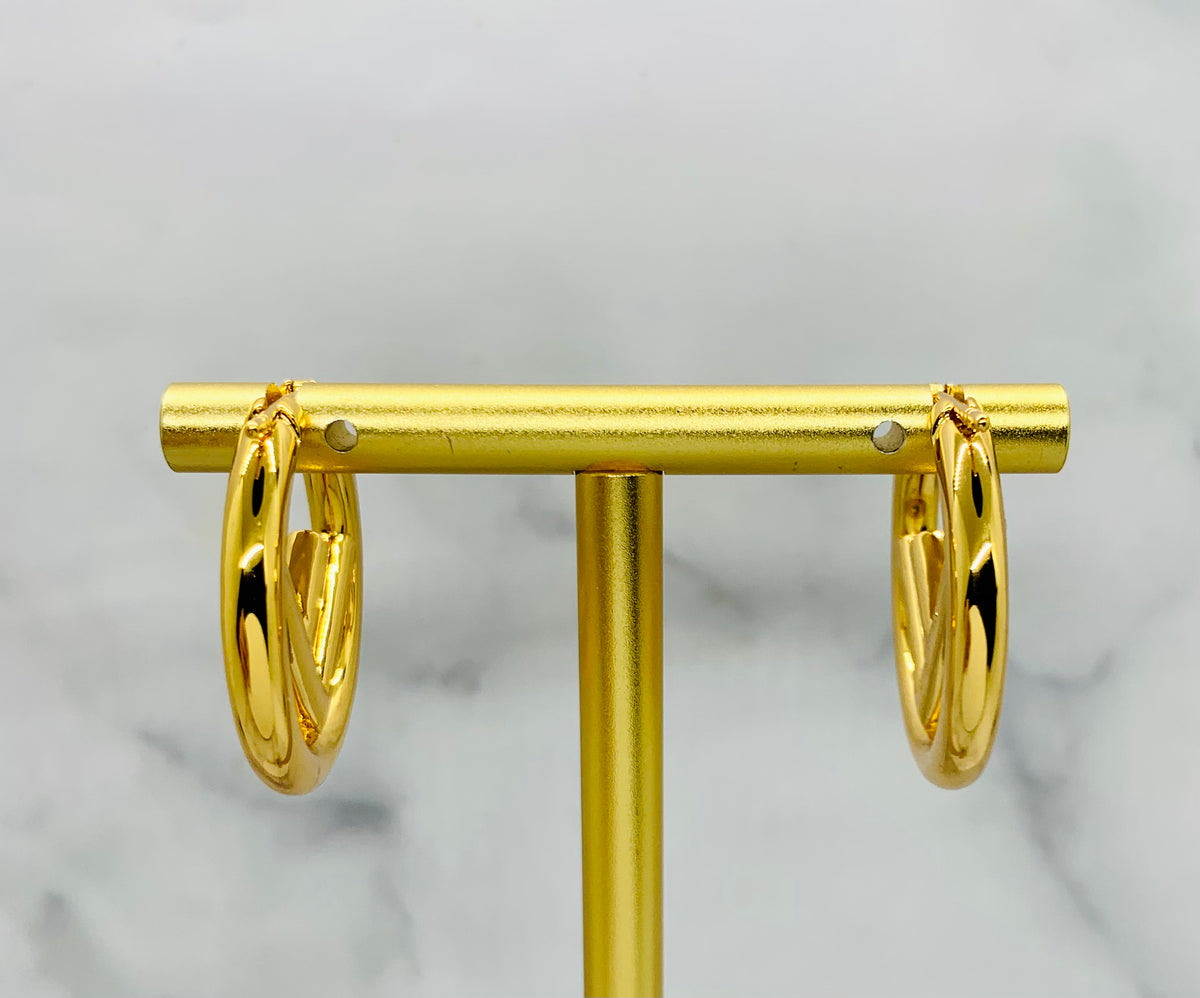 FENDI FF Gold Monogram Hoop Earrings - Pre owned