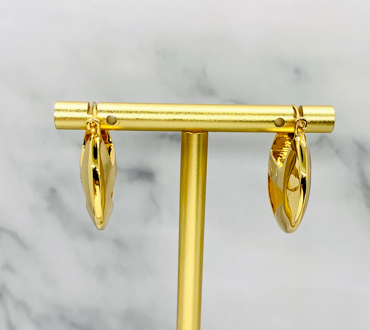 PRADA Gold Tone Disc Hoop Earrings - Pre owned