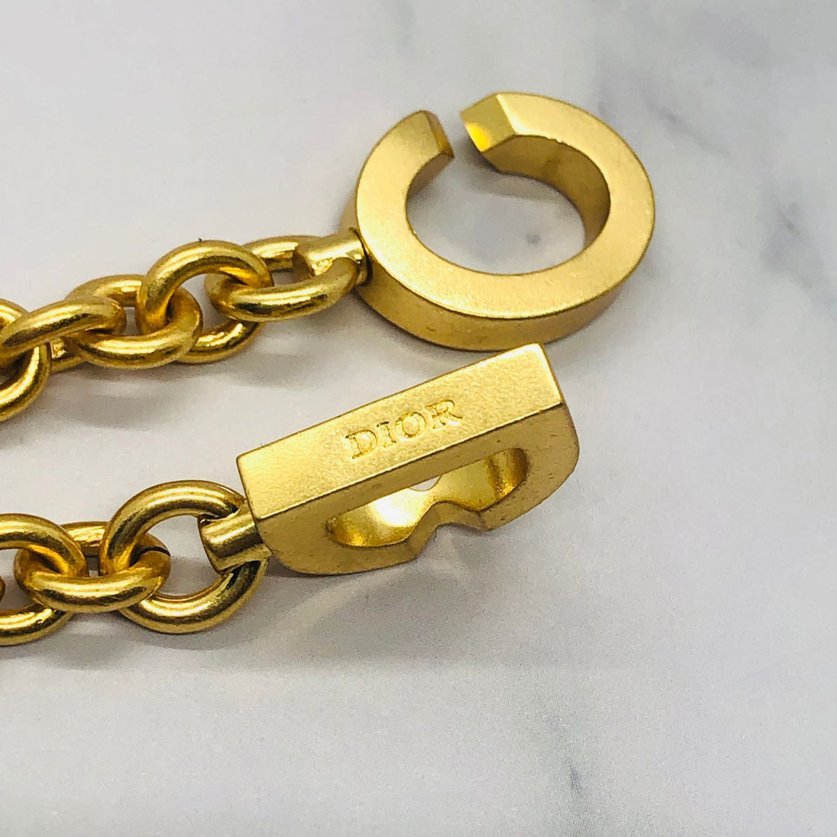 CHRISTIAN DIOR CD Gold Connecting Choker Necklace - Pre owned