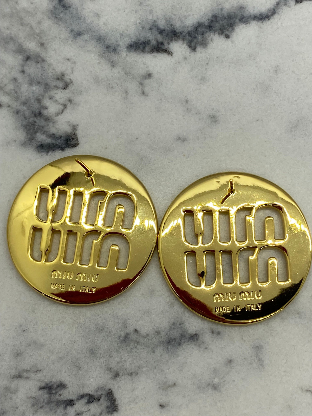 MIU MIU Gold Disc Earrings - Pre owned