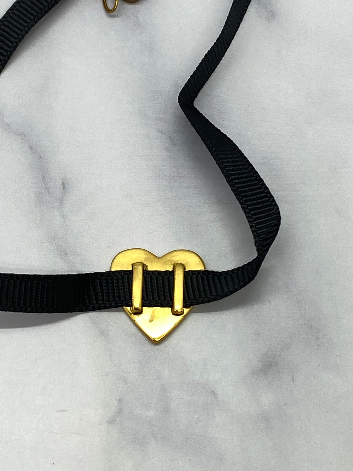 CHRISTIAN DIOR Black Ribbon Charm Choker Necklace - Pre owned