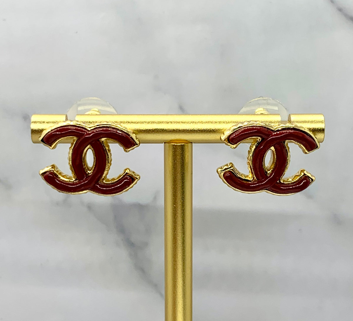CHANEL CC Red Monogram Earrings - USED