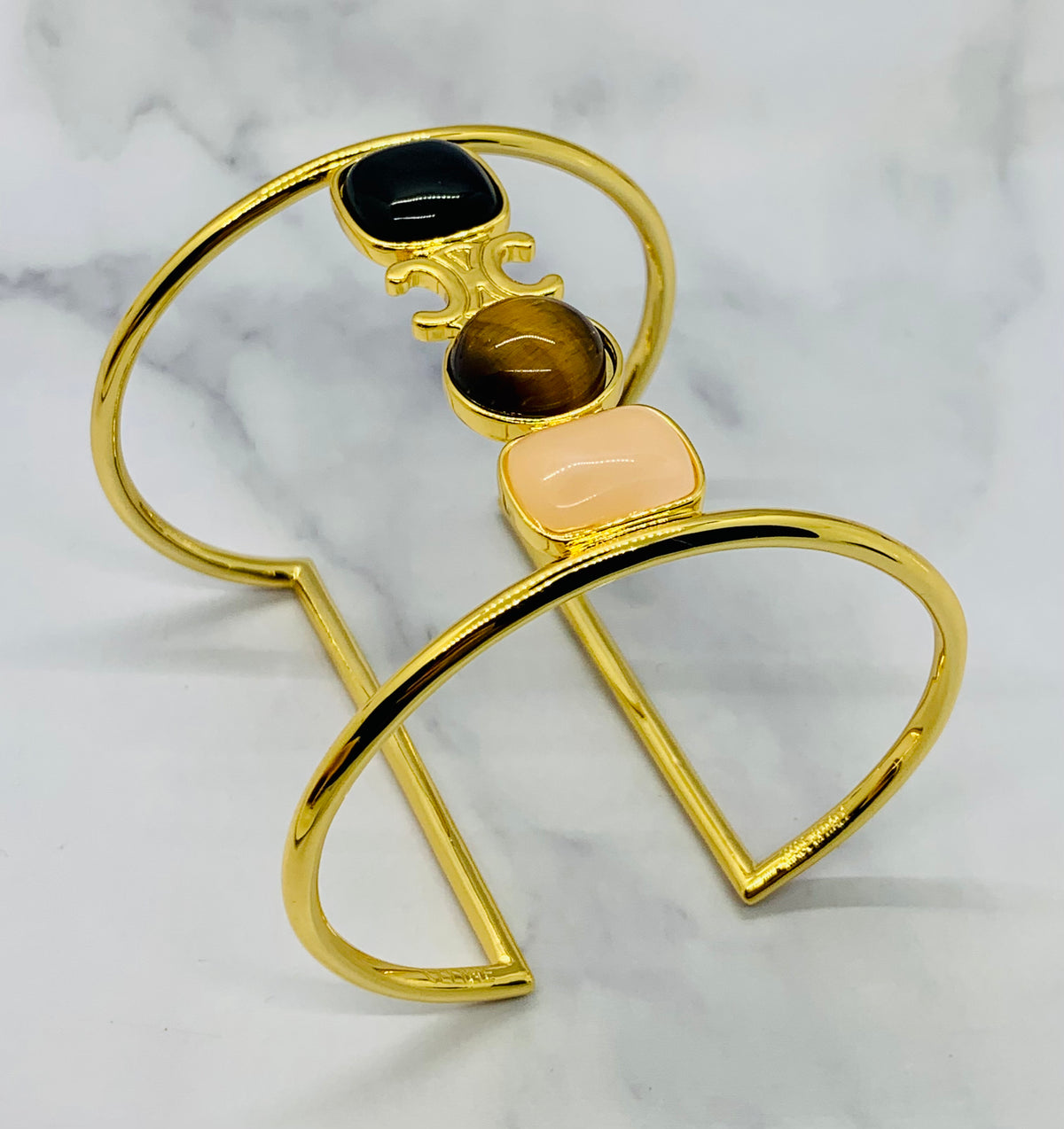 CELINE Gem Stone Monogram Cuff Bracelet - Pre owned
