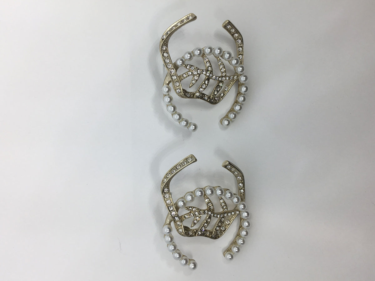 Chanel twisted pearl branch large earrings