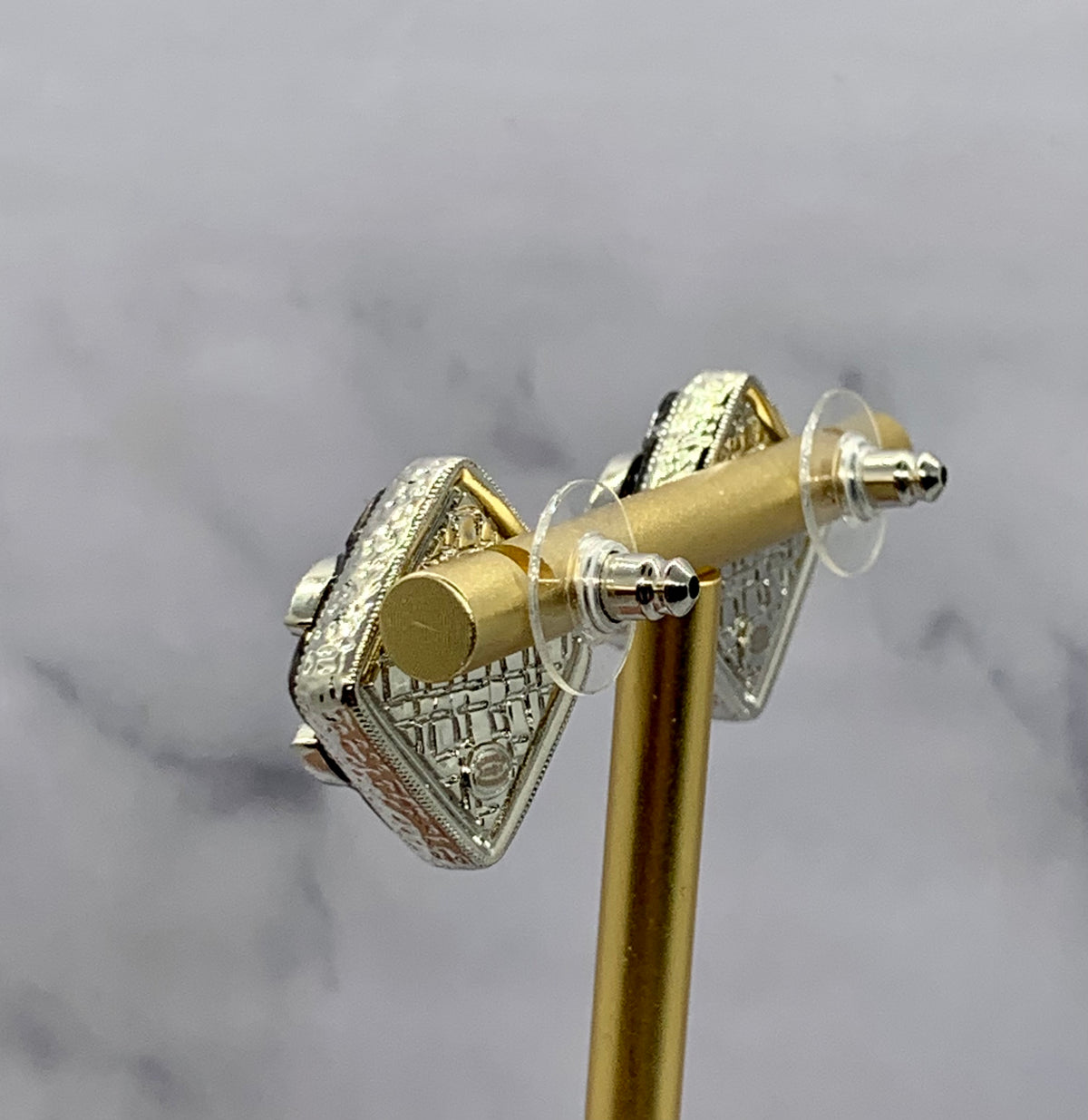 CHANEL CC Square Rhinestone Earrings - Pre owned