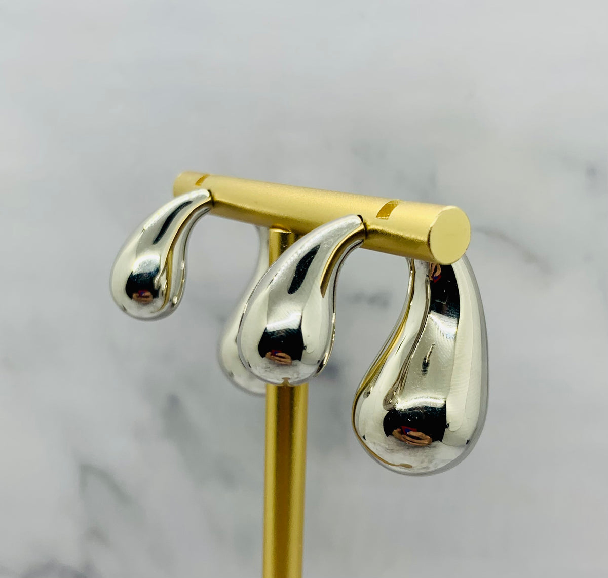 BOTTEGA VENETA Silver Tone Abstract Earrings - Pre owned