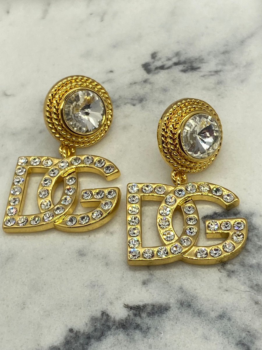 DOLCE & GABBANA Rhinestone Pendant Earrings - Pre owned