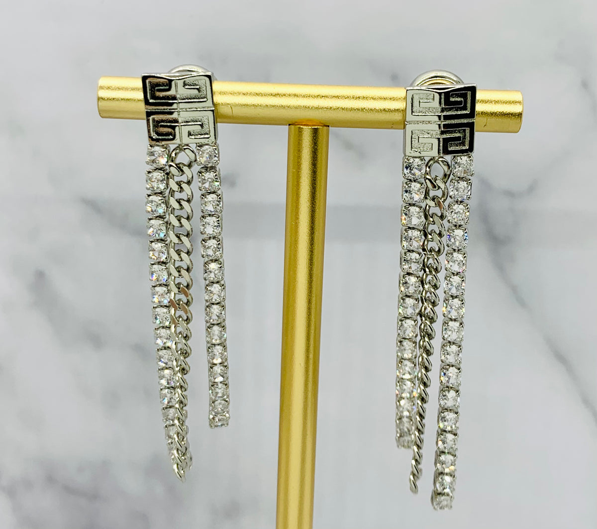 GIVENCHY Fringe Rhinestone Earrings - Pre owned