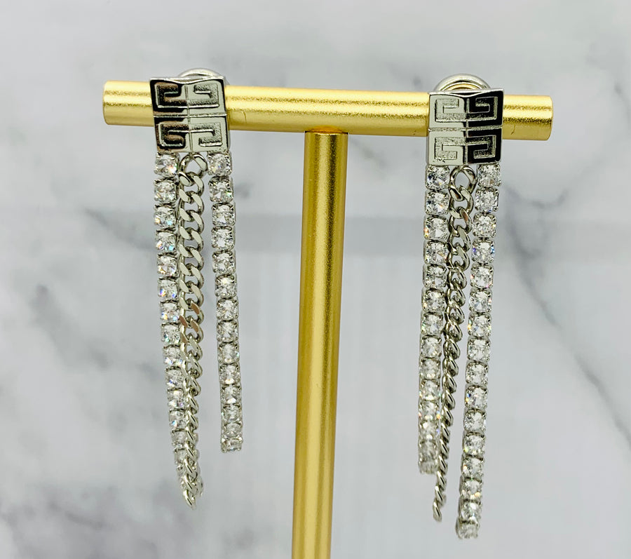 GIVENCHY Fringe Rhinestone Earrings - Pre owned