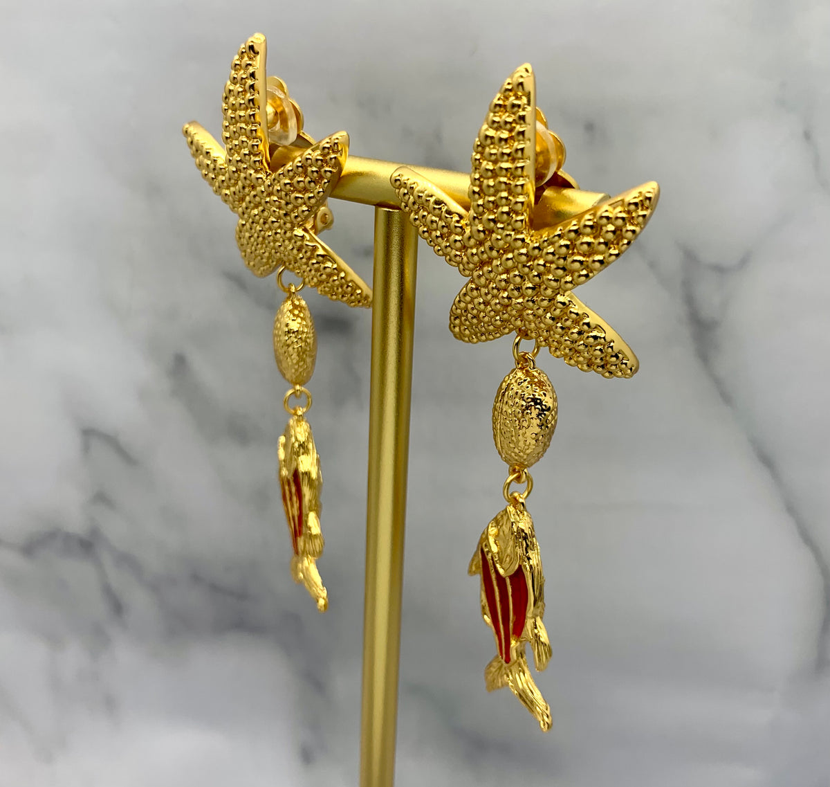 YSL YVES SAINT LAURENT Star Fish Pendant Earrings - Pre owned