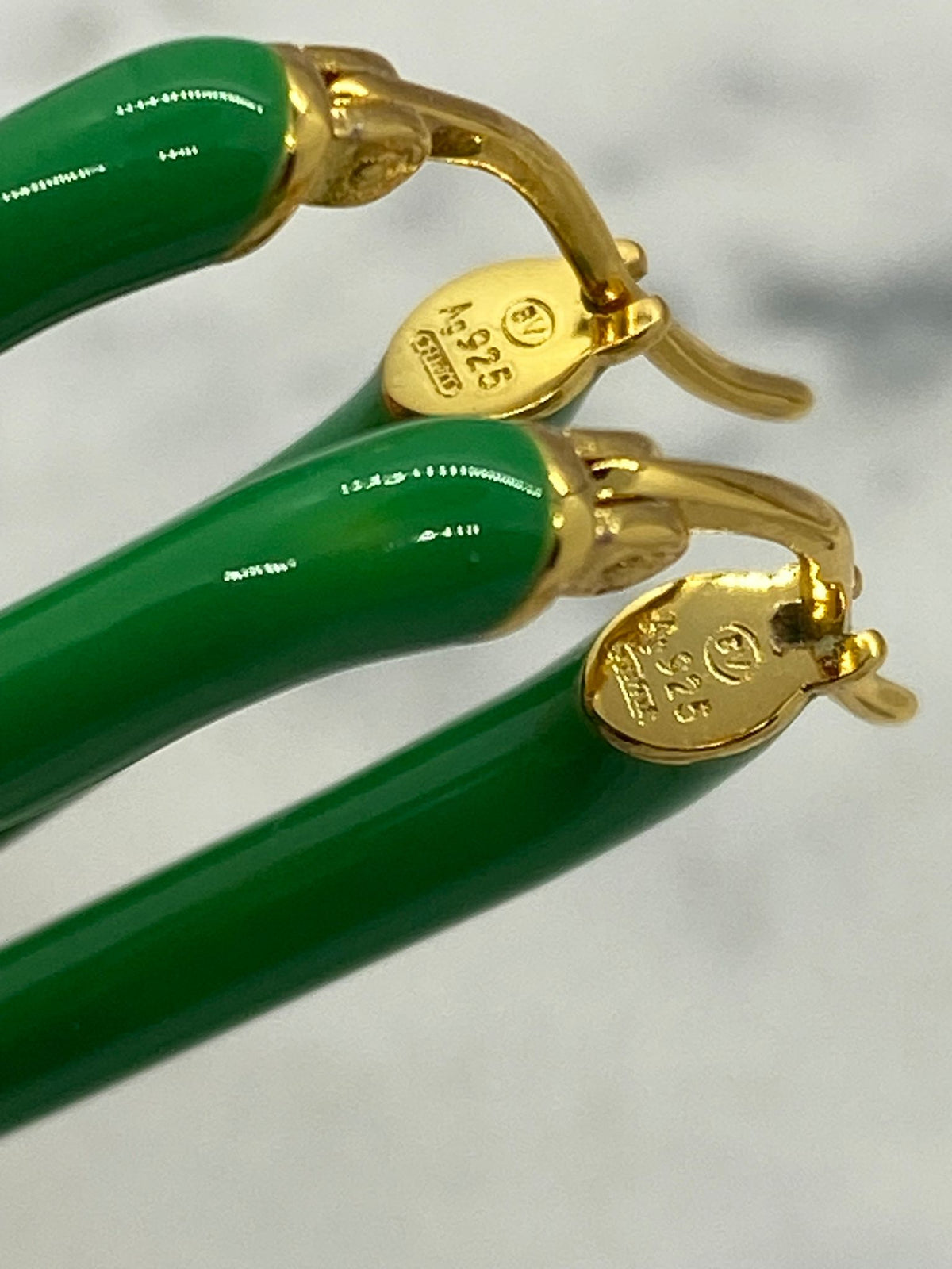 BOTTEGA VENETA Green & Gold Tone Hoop Earrings - Pre owned