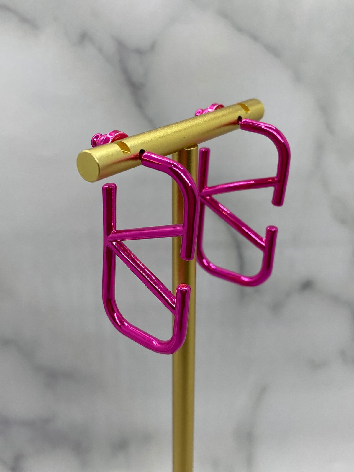 VALENTINO V Pink Hoop Earrings - USED