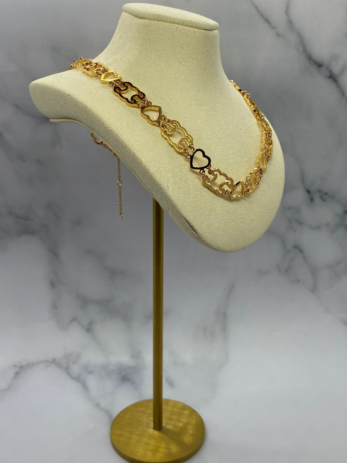CELINE Gold Tone Hollow Heart Necklace - Pre owned