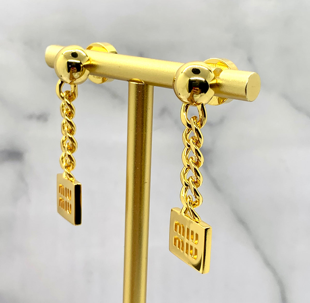 MIU MIU Gold Tone Pendant Earrings - Pre owned