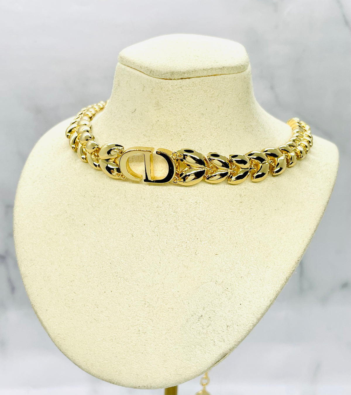 CHRISTIAN DIOR CD Rhinestone Choker Necklace- Pre owned