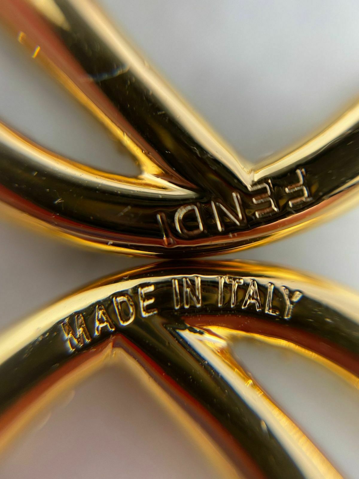 FENDI F Gold Tone Rhinestone Hoop Earrings - Pre owned