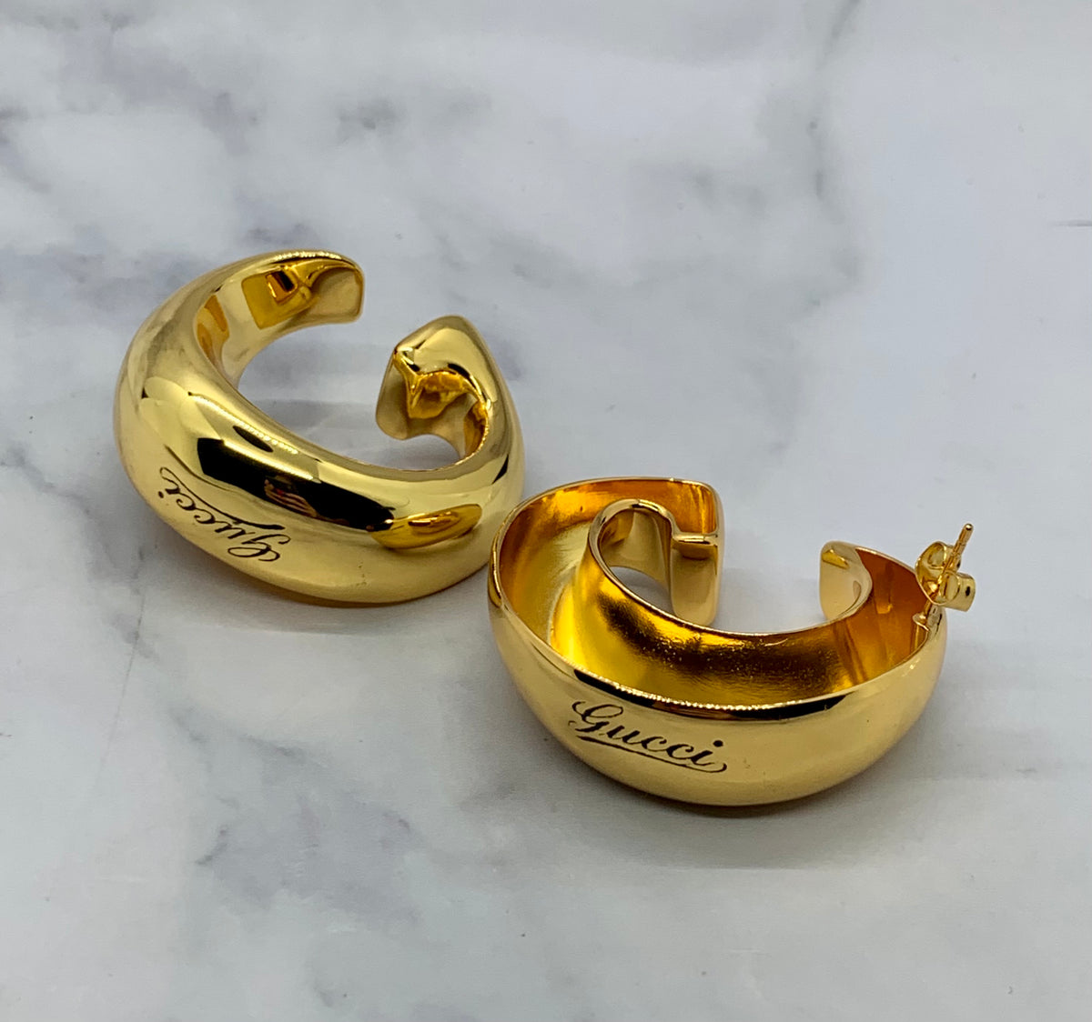GUCCI GG Gold Tone Earrings - Pre owned