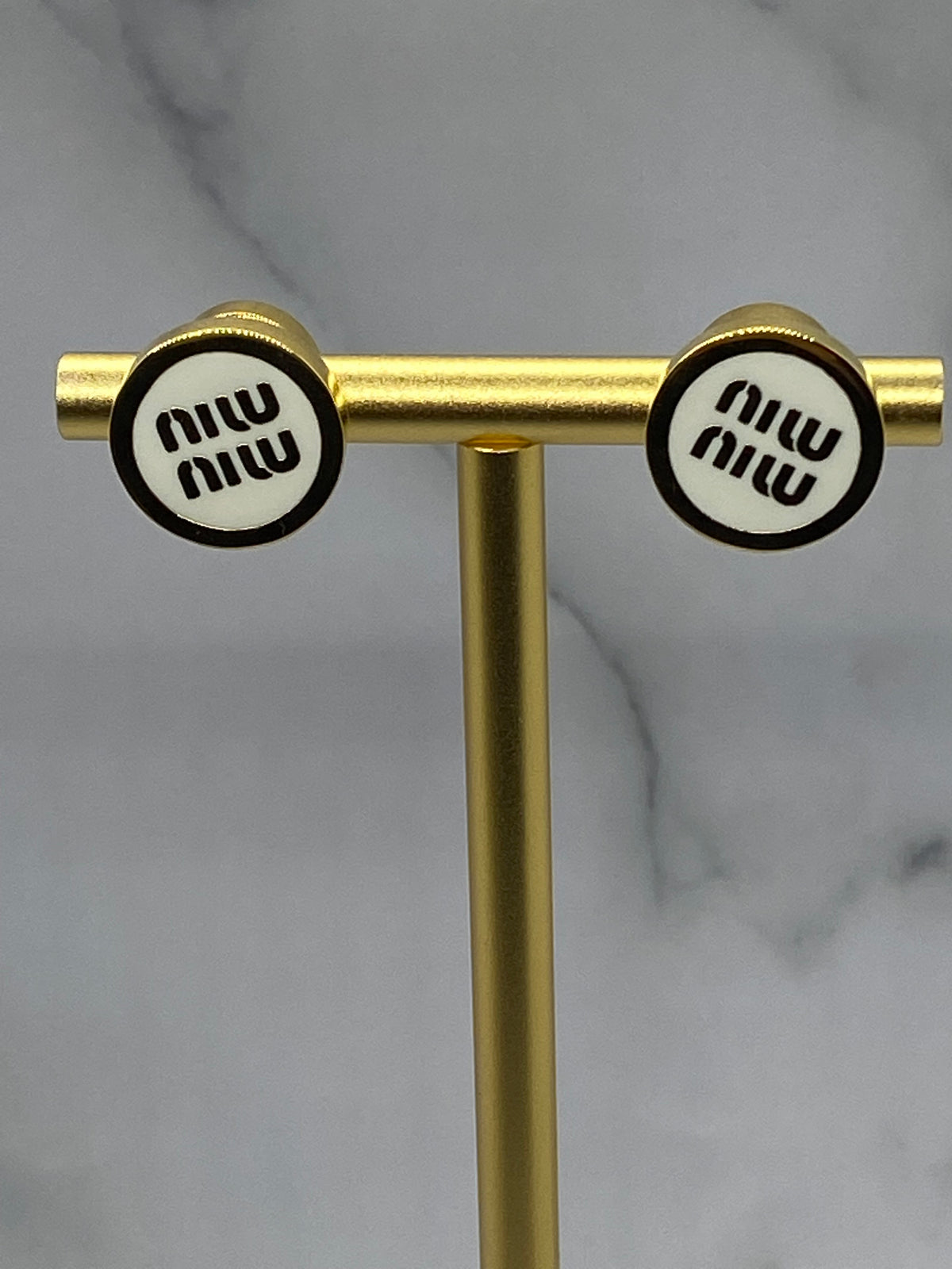 MIU MIU White Stud Earrings - Pre owned