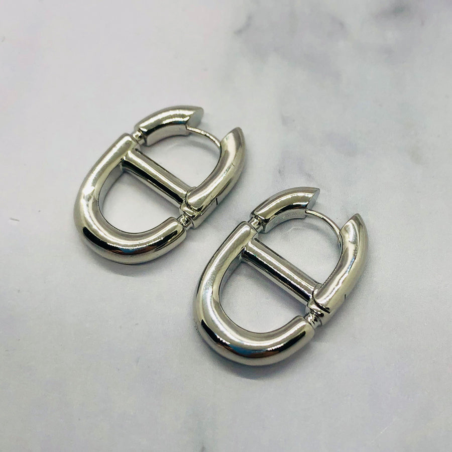 CHRISTIAN DIOR CD Silver Tone Earrings - Pre owned