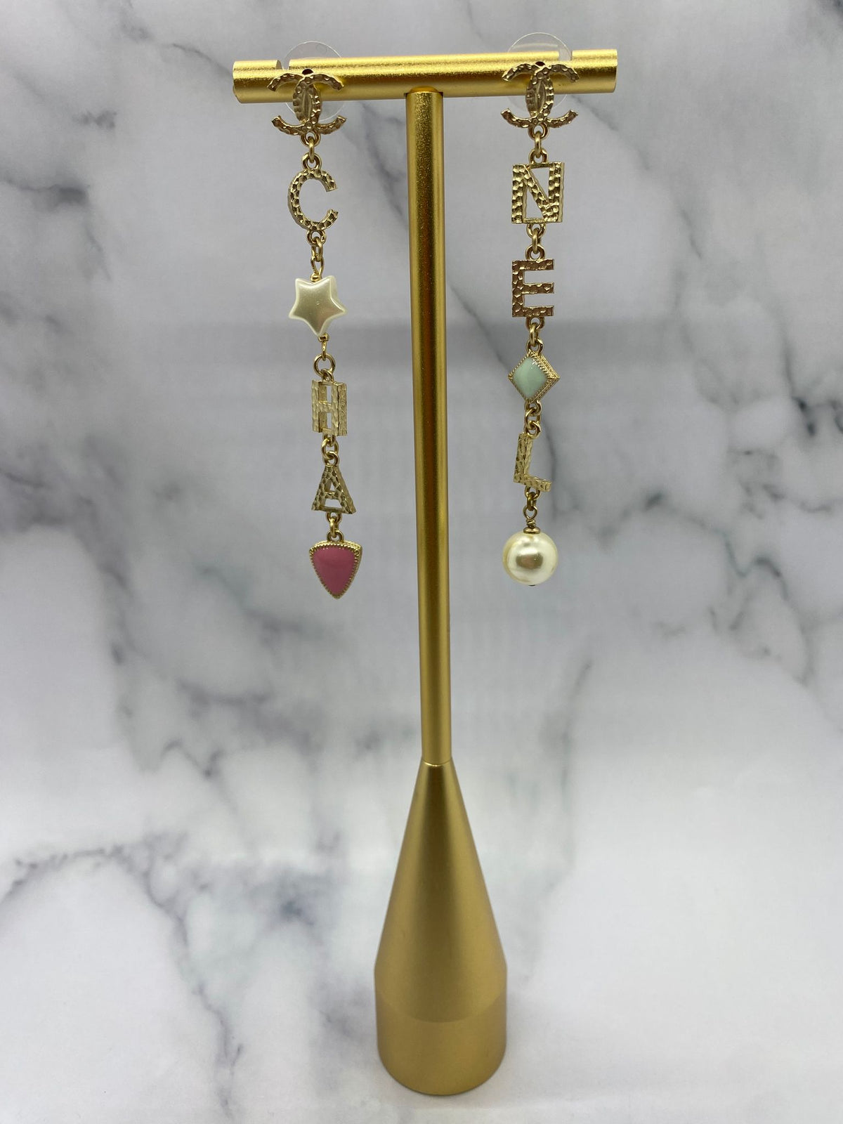 CHANEL CC Colorful Pendant Earrings - USED