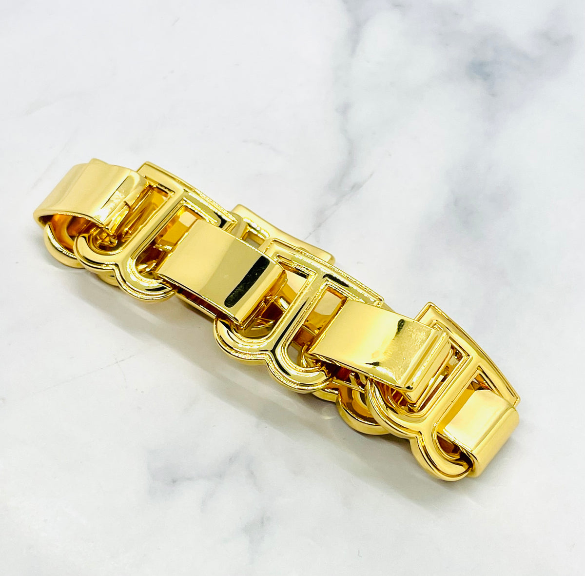 BALENCIAGA B Gold Tone Link Bracelet - Pre owned