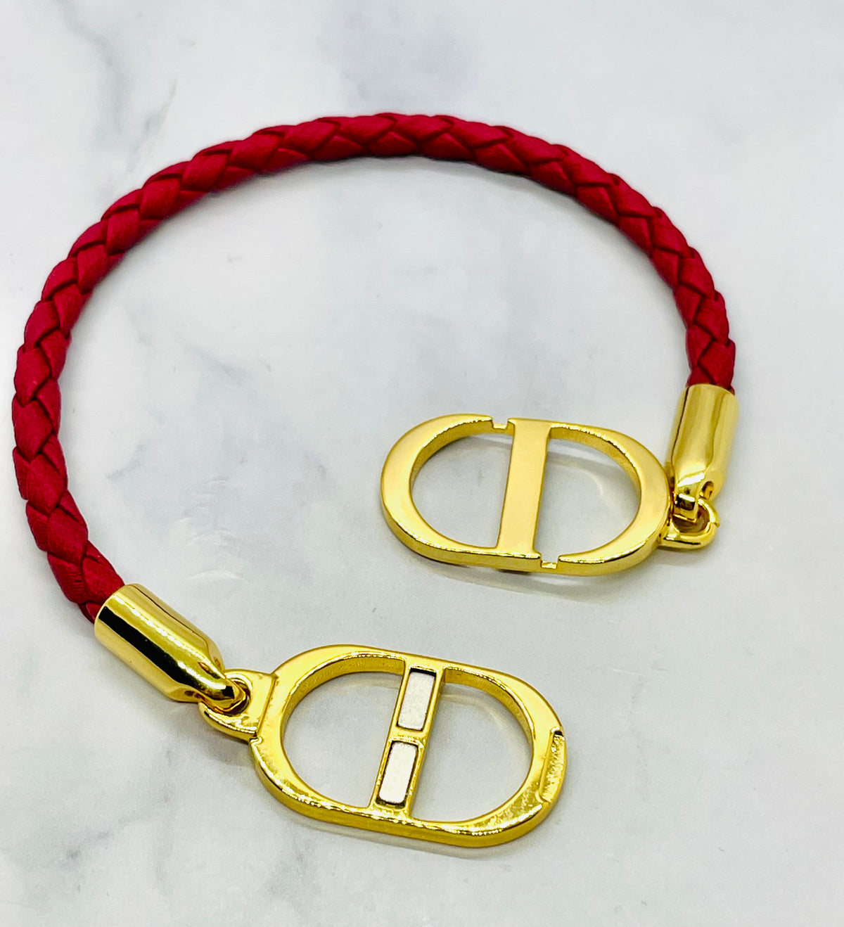 CHRISTIAN DIOR CD Red Cord Bracelet - Pre owned