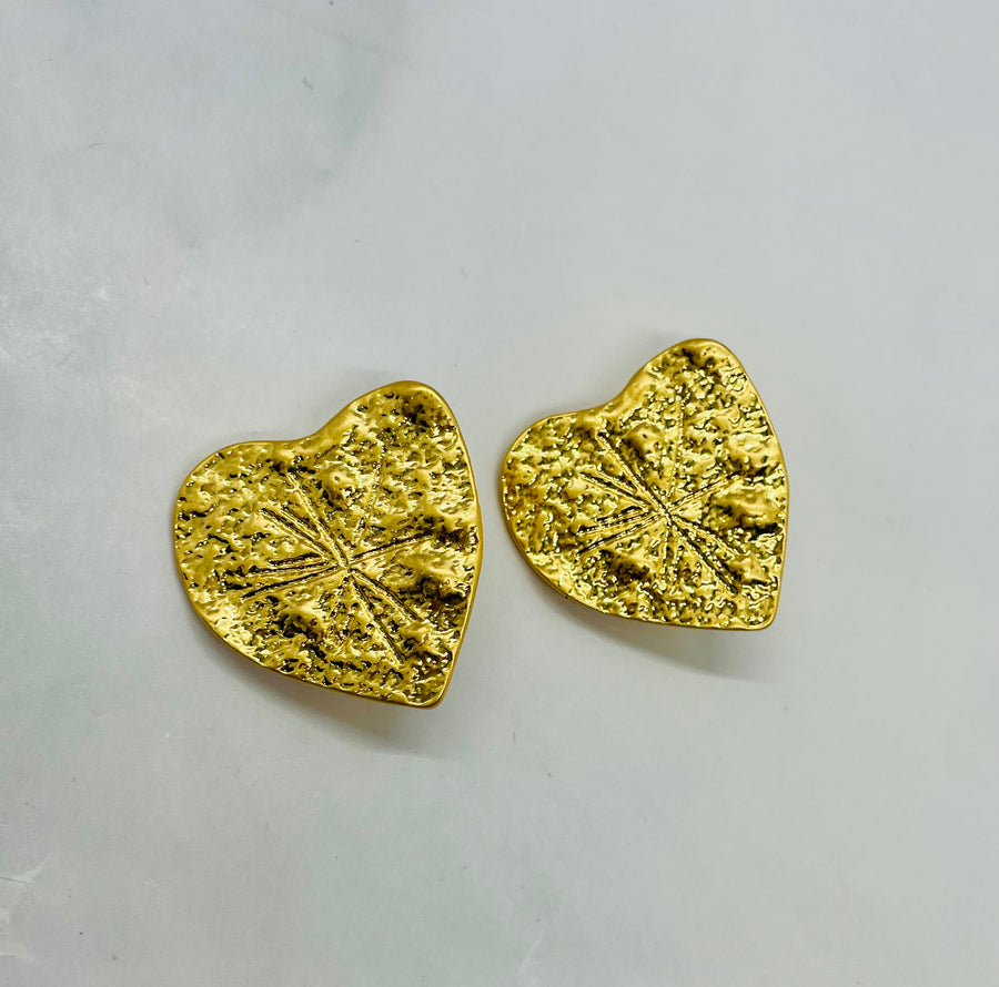 CHRISTIAN LACROIX Vintage Gold Tone Heart Earrings - Pre owned