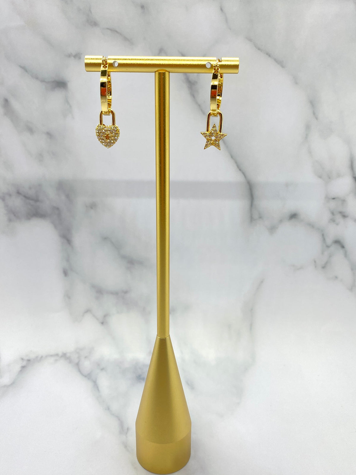 CHRISTIAN DIOR Gold Tone Charm Hoop Earrings - Pre owned