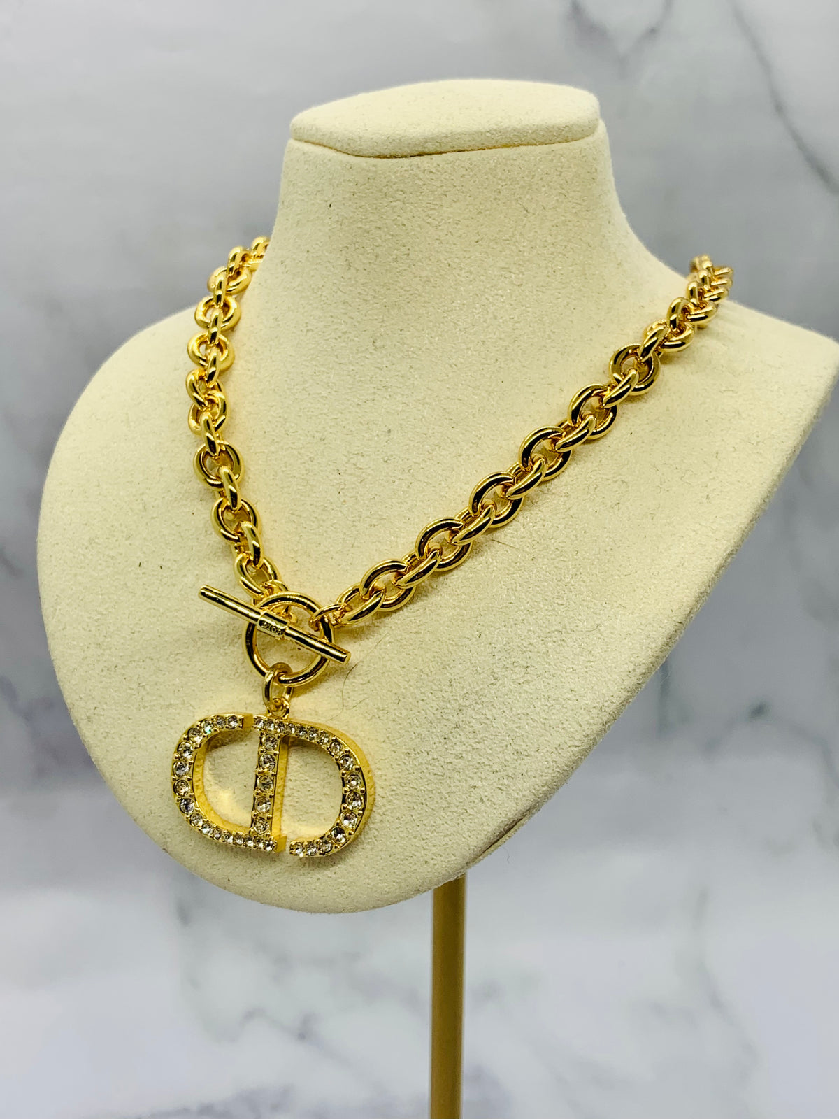 CHRISTIAN DIOR CD Rhinestone Necklace - Pre owned