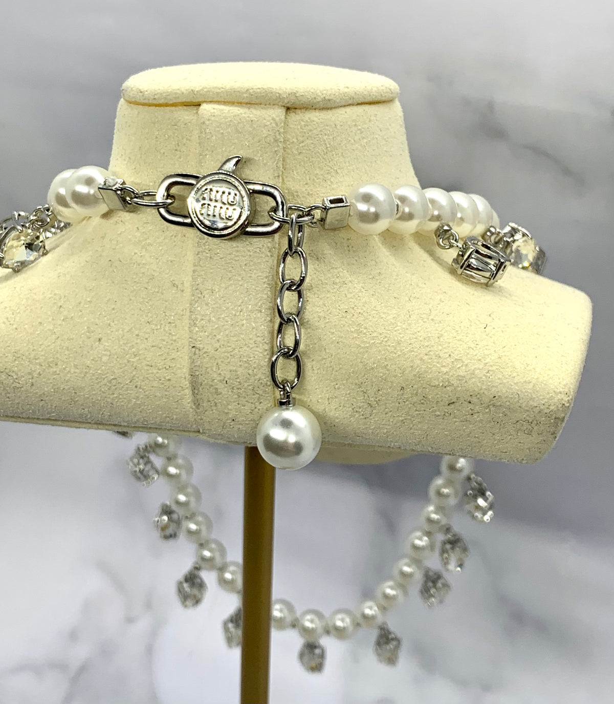 MIU MIU Pearl & Rhinestone Trim Necklace - Pre owned