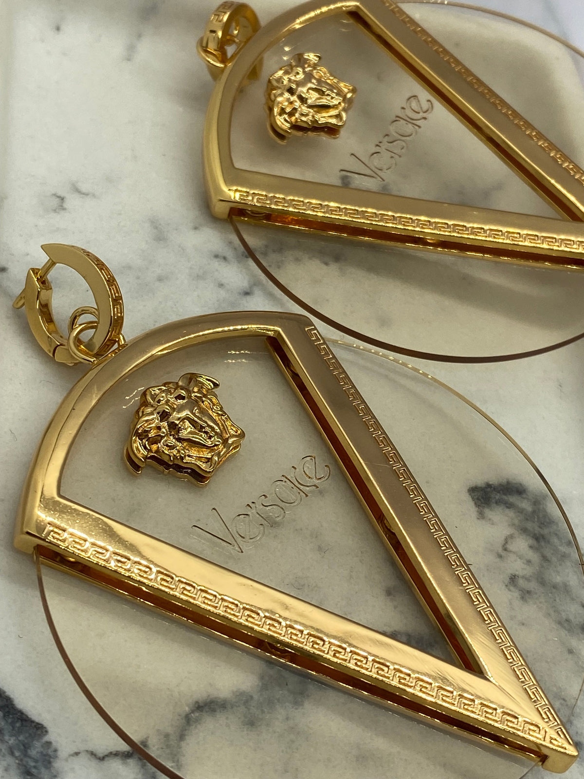 VERSACE Medusa Acrylic V Earrings - Pre owned