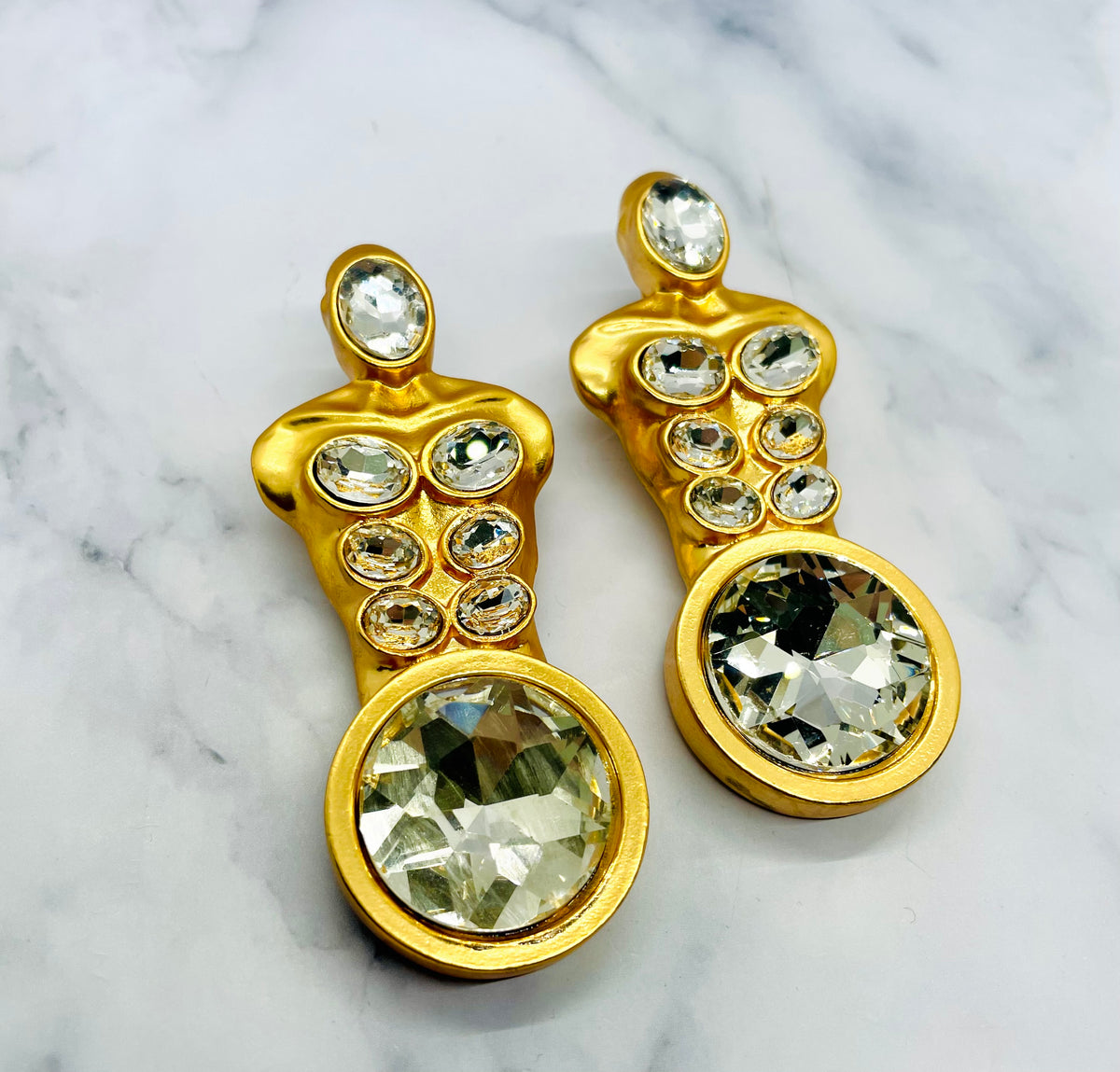 SCHIAPARELLI Rhinestone Torso Statement Earrings - Pre owned