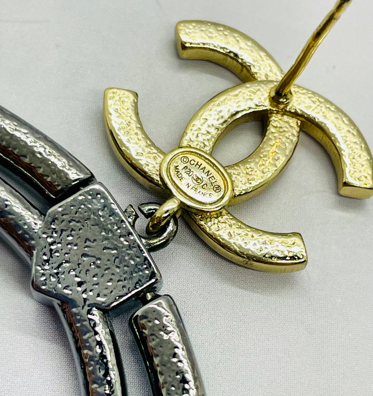 CHANEL CC Double Hoop Rhinestone Earrings - Pre owned