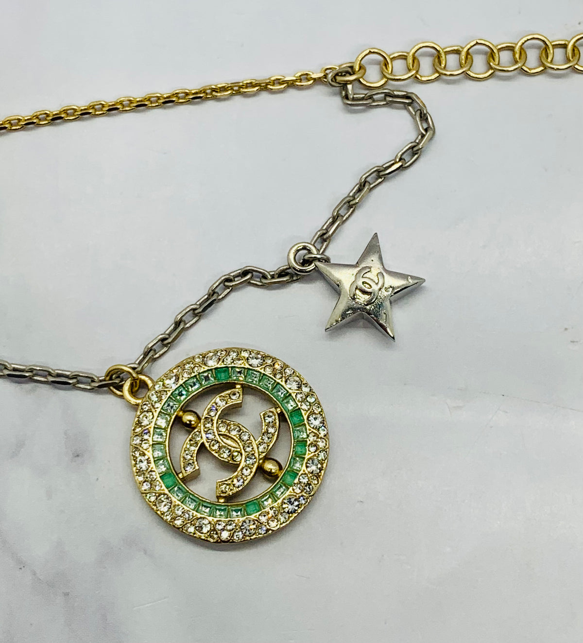 CHANEL CC 2017 Star & Moon Rhinestone Bracelet - USED