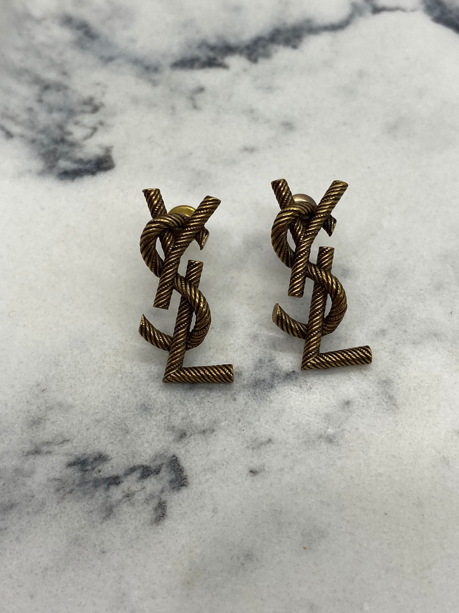 YSL YVES SAINT LAURENT Brass Tone Earrings - Pre owned