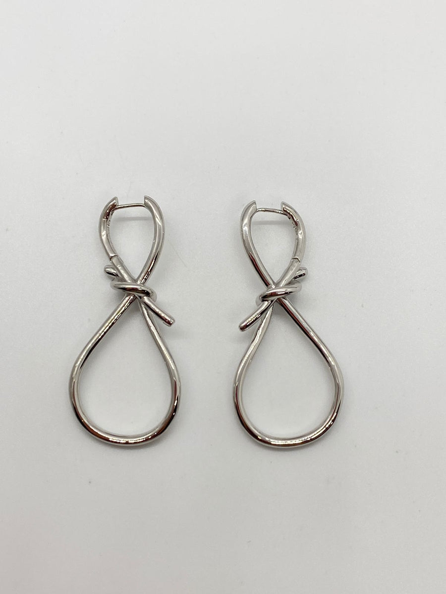 APM MONACO Silver Tone Knot Double Hoop Earrings - Pre owned
