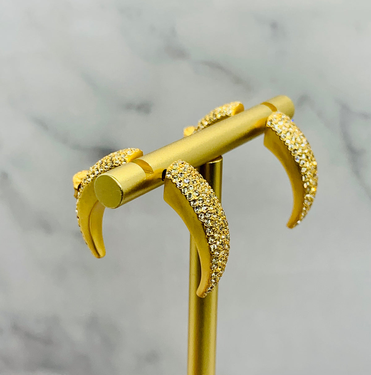 VERSACE Rhinestone Horn Earrings - Pre owned