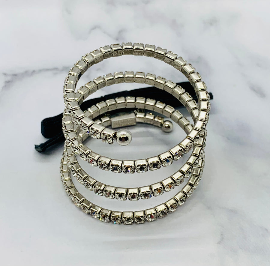 MIU MIU Rhinestone Spiral Bow Bracelet - Pre owned