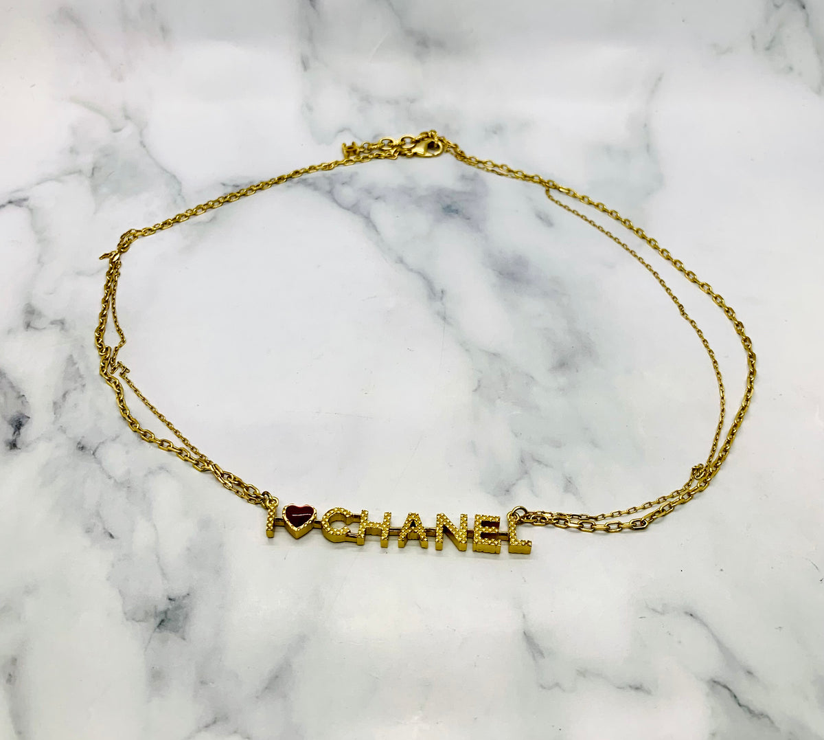 CHANEL I Heart CC Necklace - USED