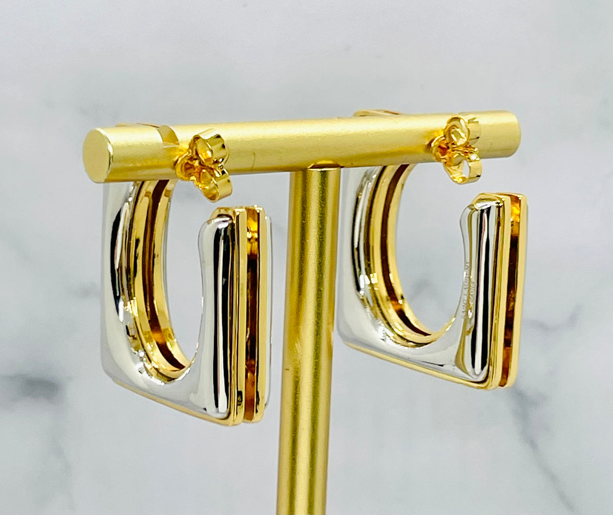 YSL YVES SAINT LAURENT Mixed Metal Hoop Earrings - Pre owned