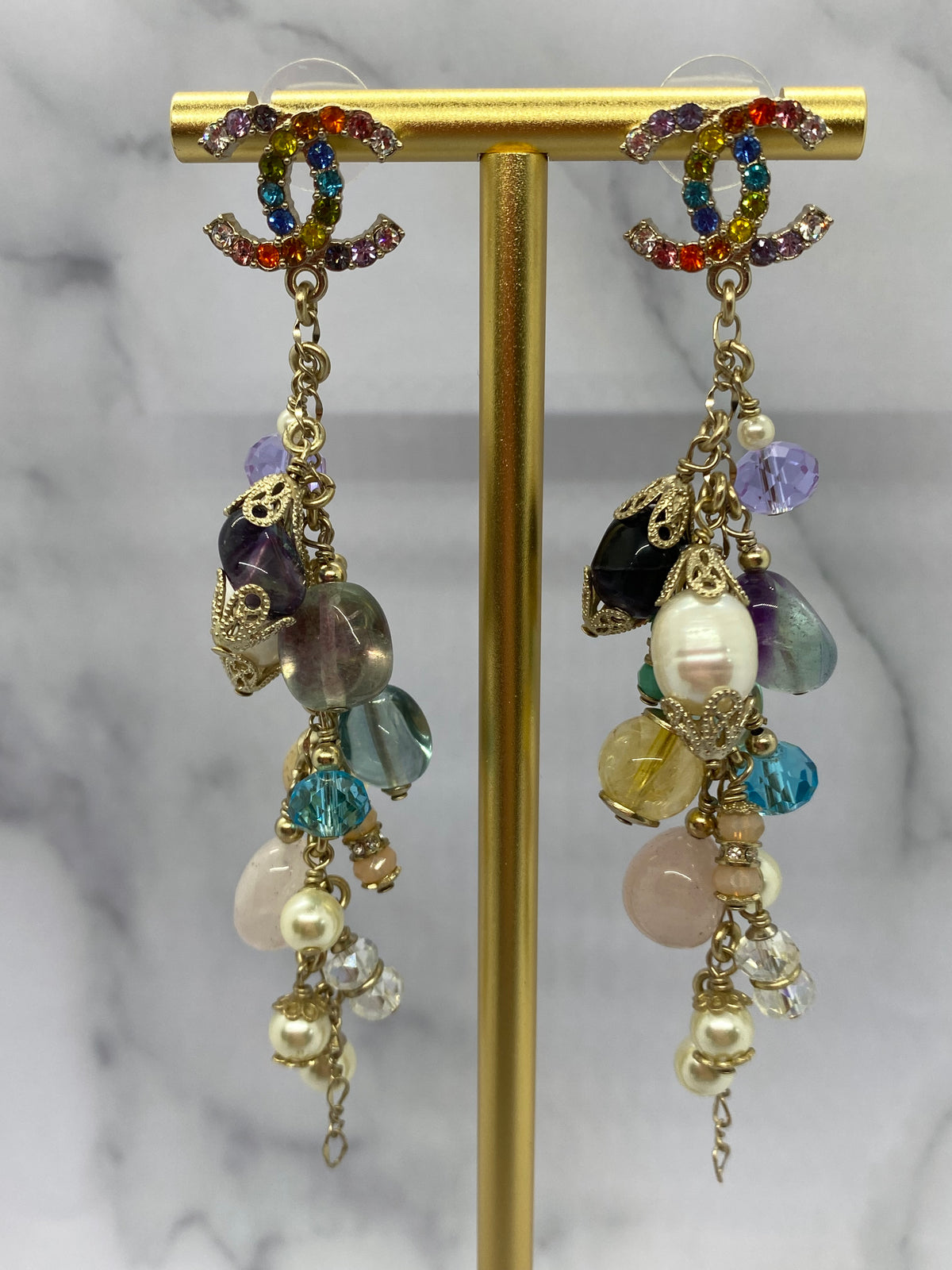 CHANEL CC Beaded Vintage Earrings - USED