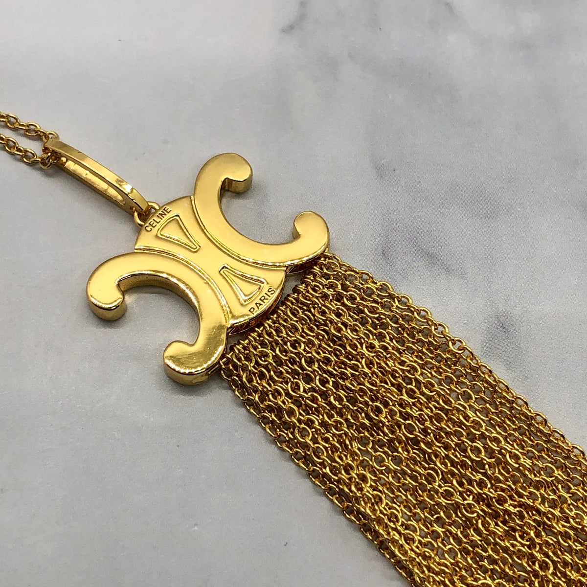 CELINE Monogram Tassel Pendant Necklace - Pre owned